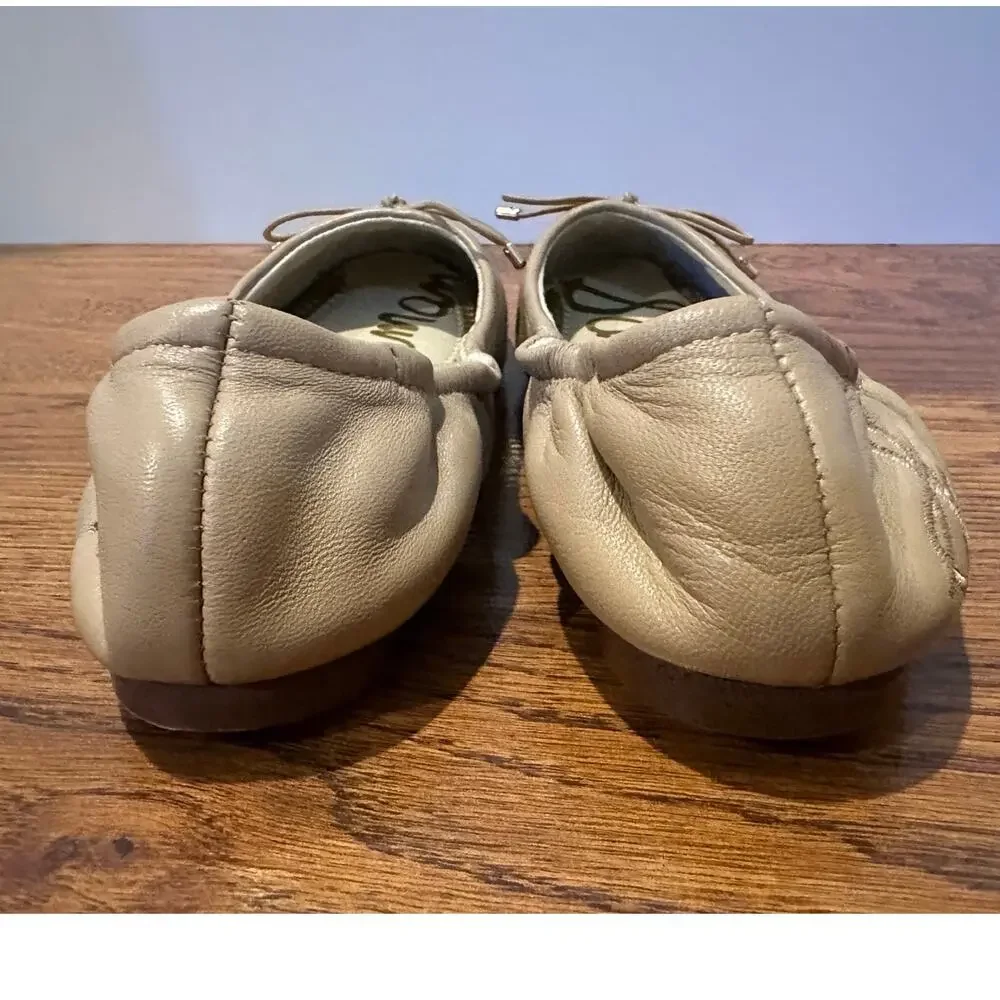 Sam Edelman Girls Felicia Leather Ballet Flats Beige - Size 12 Casual Comfort